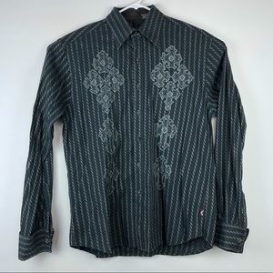 FENDER Guitar by Da Vinci Button Down Black Shirt